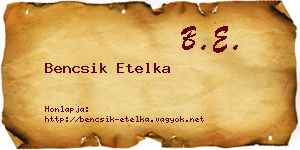 Bencsik Etelka névjegykártya